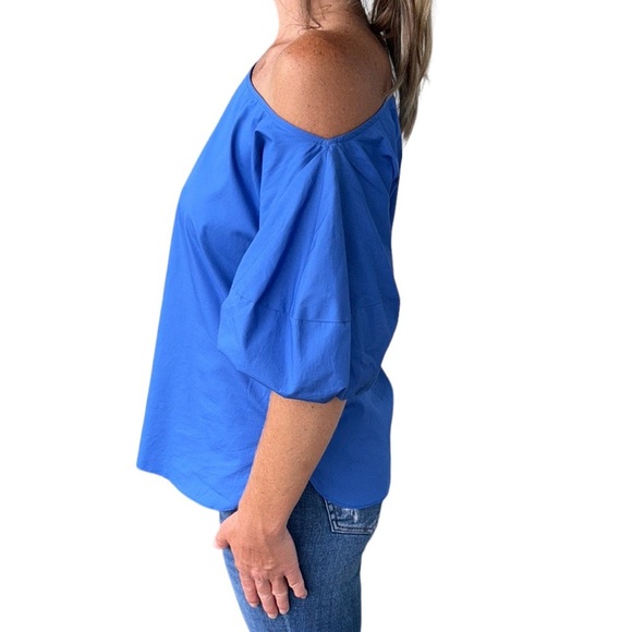 Amanda Uprichard | Dusk Mra Top Off the Shoulder Puff Sleeves Blue M - Picture 6 of 15